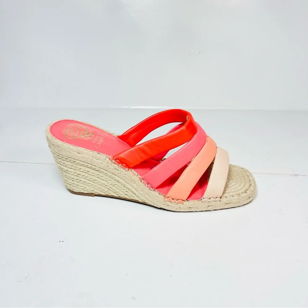 Vince‎ Camuto Molisana Espadrilles Wedge Sandals Womens Size 9M Orange/Pink.